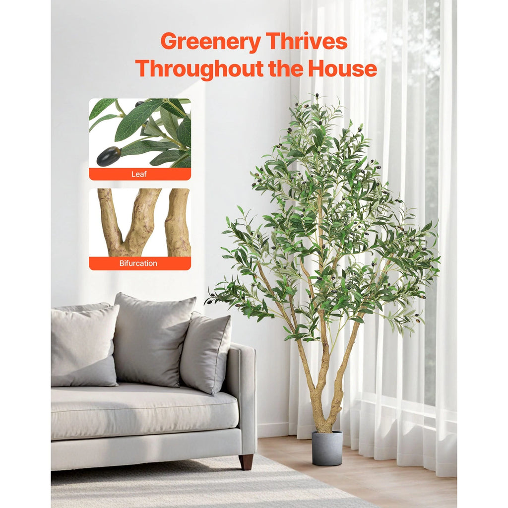 6FT Artificial Olive Tree Tall Fake Plant with Black Pot Home Office